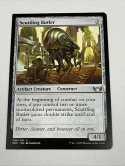 MTG Misprint Error Miscut Square Corners Scuttling Butler Artifact Creature - Image 1
