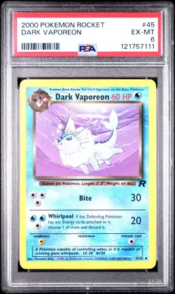 2000 POKEMON ROCKET #45 DARK VAPOREON PSA 6 - Image 1