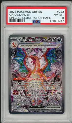 2023 Pokemon OBF EN Charizard ex Special Illustration Rare #223 PSA 8 - Image 1