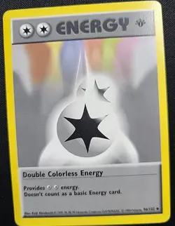 LP Pokemon Double Colorless Energy 96/102 Base 1st Edition (Shadowless) - Image 1