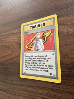 Blaine 100/132 Rare Gym Challenge Non-Holo Trainer Pokemon LP - Image 4