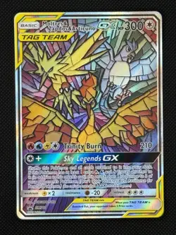 Pokemon Moltres & Zapdos & Articuno GX SM210 Stained Glass Promo - Image 1