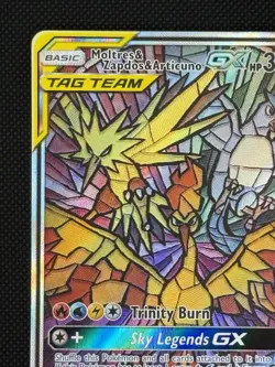 Pokemon Moltres & Zapdos & Articuno GX SM210 Stained Glass Promo - Image 3