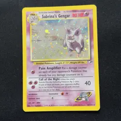 Sabrina’s Gengar 14/132 Holo Rare Gym Hero’s SWIRL Pokemon English 2000 WOTC - Image 1