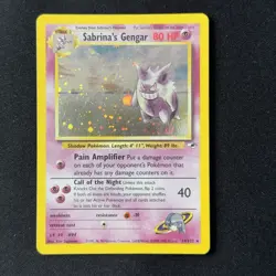 Sabrina’s Gengar 14/132 Holo Rare Gym Hero’s SWIRL Pokemon English 2000 WOTC - Image 4