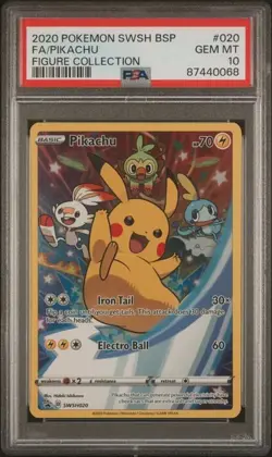 2020 POKEMON SWSH BLACK STAR PROMO FIGURE COLLECTION FULL ART/PIKACHU PSA 10 - Image 1