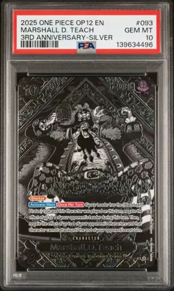 2025 ONE PIECE OP12-LEGACY OF THE MASTER 3RD ANV-SILVER MARSHALL D. TEACH PSA 10 - Image 1