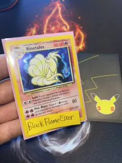 Pokemon Card🖤Black Flame Error🔥Misprint Ninetales Base Set 12/102 Holo 087💎LP - Image 1