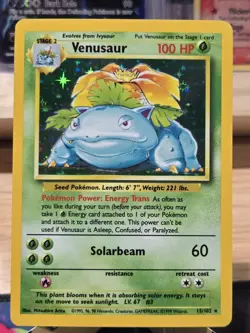 Pokemon TCG Venusaur Base Set Holo Unlimited Rare Card 15/102 Nm/lp - Image 1