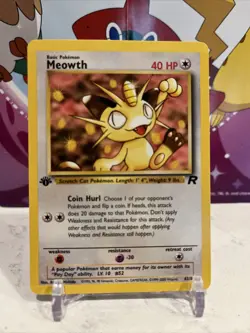 1st Edition Meowth - Team Rocket - #62/82 - Vintage Pokemon Card 2000 WOTC - Image 1