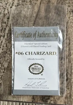 Pokemon Charizard Nintendo 23k Gold Plated #6 Burger King Trading Card Box EUC! - Image 5