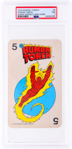 1978 Marvel Comics Super-Heroes Human Torch Card Game #5 PSA 7 - Image 1
