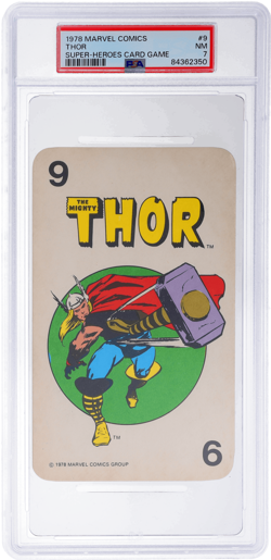 1978 Milton Bradley Marvel Comics Super-Heroes Thor Card Game #9 PSA 7 - Image 1