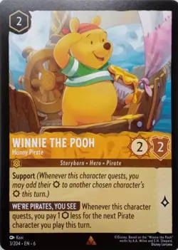 3/204 WINNIE THE POOH HUNNY PIRATE AZURITE SEA RARE DISNEY LORCANA CARD - Image 1