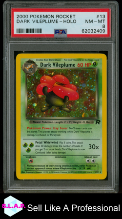DARK VILEPLUME POKEMON 13/82 2000 ROCKET NM-MT ENGLISH PSA 8 - Image 1