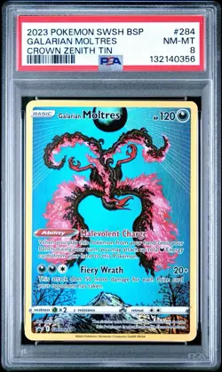 2023 POKEMON SWSH BSP GALARIAN MOLTRES CROWN ZENITH TIN #284 NM-MT PSA 8 - Image 1