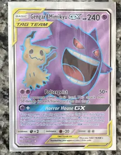 Pokemon Gengar & Mimikyu GX TAG TEAM Ultra Rare Full Art Holo 164/181 - Image 2
