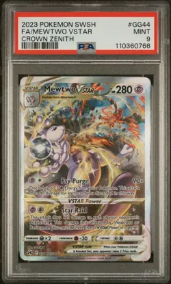 2023 POKEMON SWORD & SHIELD CROWN ZENITH #GG44 FULL ART/MEWTWO VSTAR PSA 9 - Image 1