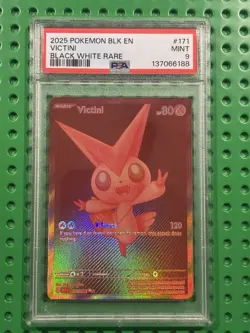 2025 POKEMON BLK EN-BLACK BOLT BLACK WHITE RARE #171 VICTINI PSA 9 - Image 1