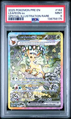 2025 POKEMON PRE EN-PRISMATIC EVOLUTIONS #144 LEAFEON EX PSA 9 - Image 1