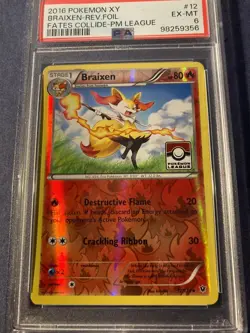 PSA 6 braixen reverse fates collide league 2016 XY Pokemon - Image 1