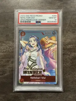 One Piece Card Game PSA 10 - Nefeltari Vivi ST01-009 OP03 Prerelease Winner Eng - Image 1