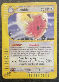 Pokemon TCG Clefable Holo Rare Card 7/165 Expedition 2002 MP Condition - Image 1