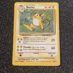 Raichu 014/102 Base Set Holo Vintage Pokemon Card HP Heavily Played - Image 1