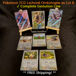 Pokemon TCG Lechonk Oinkologne ex Lot 8 Cards Holo Reverse Scarlet Violet USA - Image 1