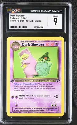 CGC 9 MINT Dark Slowbro Team Rocket 1st Edition 29/82 Pokemon Card - Image 1