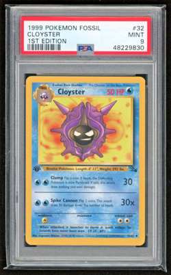 1999 CLOYSTER 1ST EDITION FOSSIL PSA 9 MINT #32/62 POKEMON CARD GAME TCG WOTC - Image 1