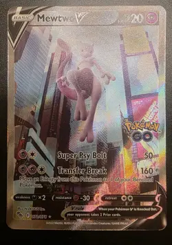 Pokemon Go Mewtwo v 2022 Alternate Full Art Holo Card 072/078 NM/M Condition - Image 1