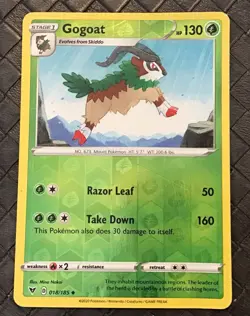 POKEMON CARD GOGOAT 018/185 Reverse Holo Vivid Voltage 2020 - Image 1