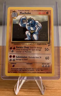 Machoke #67 Non-Holographic Pokemon Card NM 49/130 Uncommon Base Set 2 Year 2000 - Image 1