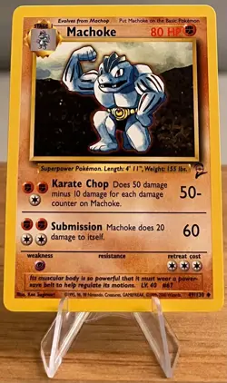 Machoke #67 Non-Holographic Pokemon Card NM 49/130 Uncommon Base Set 2 Year 2000 - Image 3