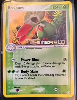Breloom 22/106 EX Emerald Stamped Reverse Holo Pokemon Card 2005 Gold Stamp - Image 1