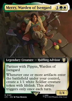Merry, Warden of Isengard - Extended Art #143 - CMR: Lord of the Rings MTG - Image 1