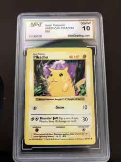 Mint Shadow less Yellow Cheek Pikachu Pokemon TCG Base Set 58/102 - Image 1