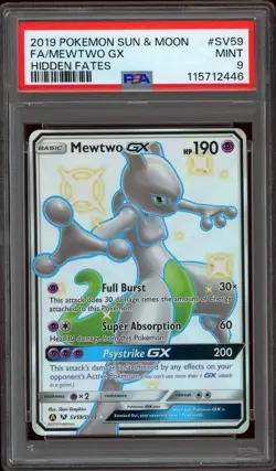 Pokemon PSA 9 Mewtwo GX SV59/SV94 Sun & Moon Hidden Fates Shiny Vault Mint - Image 1