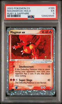 2003 POKEMON EX RUBY & SAPPHIREMAGMAR EX-HOLO 100 PSA 5 - Image 1