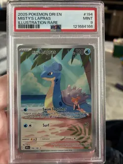 2025 Pokemon TCG Destined Rivals Misty’s Lapras 194 Illustration Rare PSA 9 - Image 1