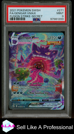 FA/GENGAR VMAX FUSION STRIKE-SECRET POKEMON SWORD & SHIELD 2021 271 PSA 9 - Image 1