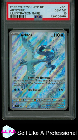 ARTICUNO ILLUSTRATION RARE POKEMON GER JTG DE-JOURNEY TOGETHER 2025 161 PSA 10 - Image 1