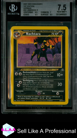 UMBREON R 2001 POKEMON NEO DISCOVERY 1ST EDITION GERMAN 32 BGS 7.5 - Image 1