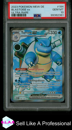 BLASTOISE EX ULTRA RARE POKEMON GERMAN MEW DE-151 2023 184 PSA 10 - Image 1