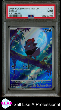 ZORUA ART RARE POKEMON JAPANESE SV11W-WHITE FLARE 2025 140 PSA 9 - Image 1