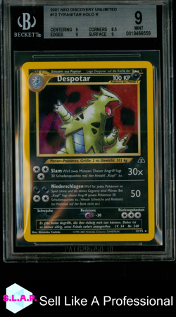 TYRANITAR HOLO R 2001 POKEMON NEO DISCOVERY UNLIMITED 12 BGS 9.0 - Image 1