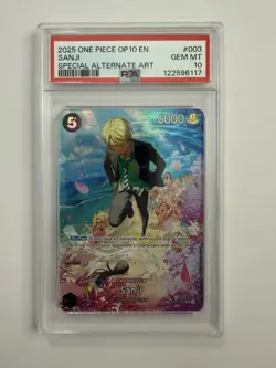 2025 Sanji ST14-003 SP Alt Art One Piece TCG Royal Blood OP10 ENGLISH PSA 10 - Image 1