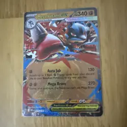 Mega Lucario ex - Prize Pack Series Cards - 077/132 Stamped Foil Promo - Image 1