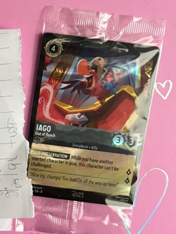 Disney Lorcana Trading Card Iago Out of Reach D23 Gold Member Promo 2025 SEALED - Image 1